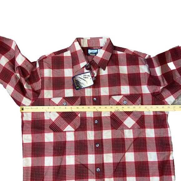 Fieldmaster Red Plaid Shirt XL (17-17.5) USA Made Perma-Prest 50/50 Vintage New - Picture 7 of 13